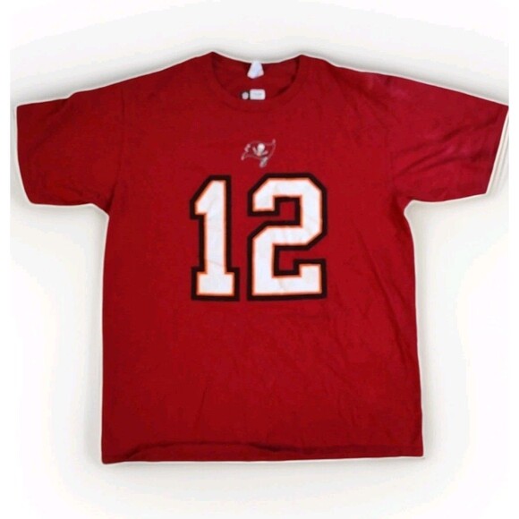 Tampa Bay Buccaneers Shirt Men's Large Red #12 Tom Brady NFL Team Apparel Adult - Picture 1 of 13